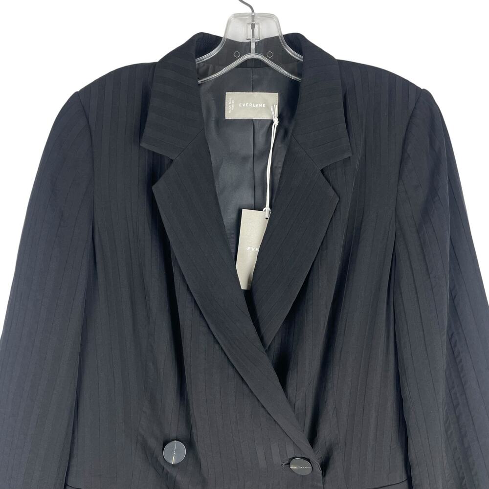 Everlane The Drapey City Striped Blazer Double Breasted Black Size 6 - Picture 6 of 13